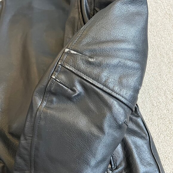 River Road Men’s Caliber Lined Motorcycle Jacket Sz 42 Black Leather Elbow Pad - Picture 12 of 13